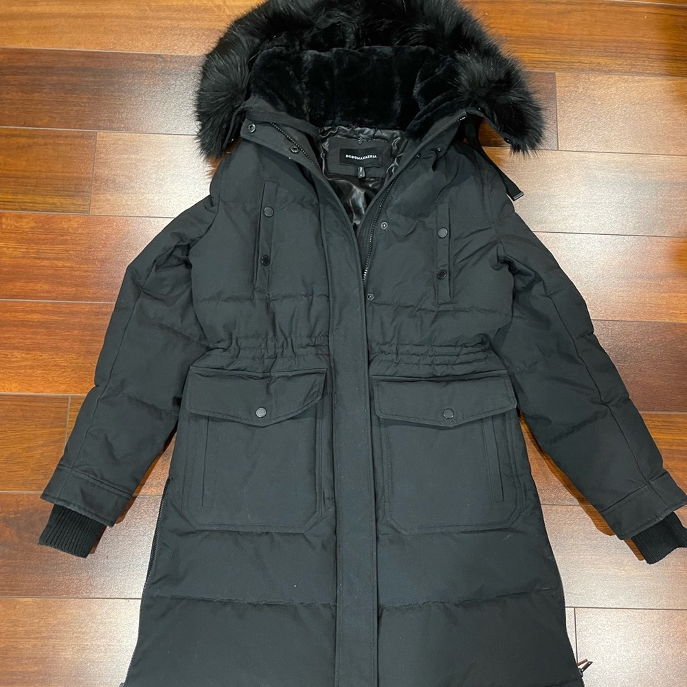 Women's Black Fur-Lined Hooded Jacket